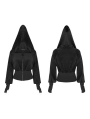 Black Street Fashion Gothic Grunge Velvet Hooded Short Casual Jacket for Women