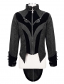 Black Retro Gothic Jacquard Velvet Party Swallow Tail Coat for Men