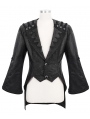 Black Retro Gothic PU Leather Party Tail Coat for Men