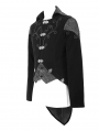 Black Velvet Retro Gothic Swallow Tail Coat for Men