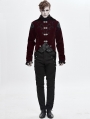 Wine Red Velvet Retro Gothic Swallow Tail Coat for Men