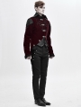 Wine Red Velvet Retro Gothic Swallow Tail Coat for Men