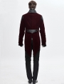 Wine Red Velvet Retro Gothic Swallow Tail Coat for Men