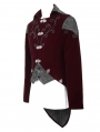 Wine Red Velvet Retro Gothic Swallow Tail Coat for Men