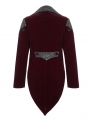 Wine Red Velvet Retro Gothic Swallow Tail Coat for Men