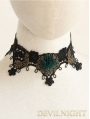 Black Lace Green Flower Gothic Necklace