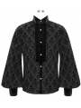 Black Dark Gothic Vintage Pattern Long Sleeve Shirt for Men