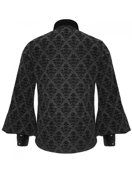Black Dark Gothic Vintage Pattern Long Sleeve Shirt for Men ...