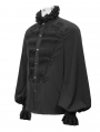 Black Retro Gothic Palace Party Long Sleeve Shirt for Men