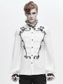 White Retro Gothic Palace Party Long Sleeve Shirt for Men