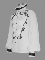 White Retro Gothic Palace Party Long Sleeve Shirt for Men