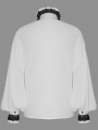 White Retro Gothic Palace Party Long Sleeve Shirt for Men