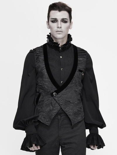 Black Retro Gothic Short Waistcoat for Men