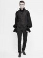Black Retro Gothic Jacquard Party Waistcoat for Men