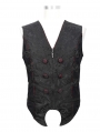 Black Retro Gothic Jacquard Party Waistcoat for Men