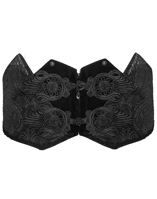 Black Retro Gothic Velvet Lace Applique Waistband for Men