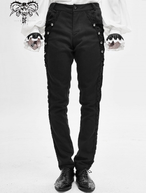 Black Vintage Gothic Party Pants for Men