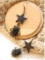 Black Vintage Five-pointed Star Pendant Earrings