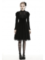 Black Gothic Doll Velvet Long Sleeves Midi Dress