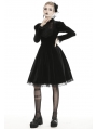Black Gothic Doll Velvet Long Sleeves Midi Dress