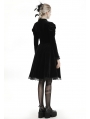 Black Gothic Doll Velvet Long Sleeves Midi Dress