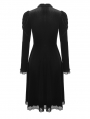 Black Gothic Doll Velvet Long Sleeves Midi Dress