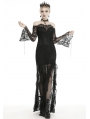 Black Romantic Gothic Lace Off-the-Shoulder Long Fishtail Dress