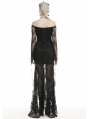 Black Romantic Gothic Lace Off-the-Shoulder Long Fishtail Dress