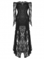 Black Romantic Gothic Lace Off-the-Shoulder Long Fishtail Dress