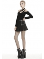 Black Gothic Grunge Punk Metal Chain Pleated Mini Skirt