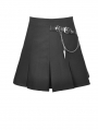 Black Gothic Grunge Punk Metal Chain Pleated Mini Skirt