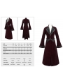 Wine Red Vintage Gothic Velvet Long Sleeve Dress Coat for Women