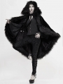 Black Gothic Gorgeous Velvet Winter Warm Hooded Fur Cloak for Women