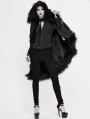 Black Gothic Gorgeous Velvet Winter Warm Hooded Fur Cloak for Women