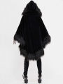 Black Gothic Gorgeous Velvet Winter Warm Hooded Fur Cloak for Women