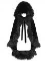 Black Gothic Gorgeous Velvet Winter Warm Hooded Fur Cloak for Women