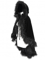Black Gothic Gorgeous Velvet Winter Warm Hooded Fur Cloak for Women
