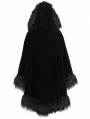 Black Gothic Gorgeous Velvet Winter Warm Hooded Fur Cloak for Women