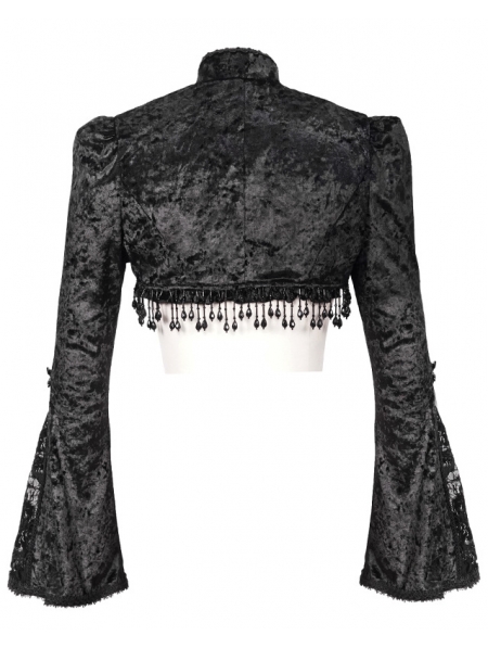 Black Vintage Gothic Velvet Long Sleeve Short Cape for Women ...