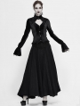 Black Vintage Elegant Gothic Velvet Hollowed-out Long Sleeve Shirt for Women