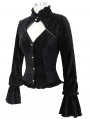 Black Vintage Elegant Gothic Velvet Hollowed-out Long Sleeve Shirt for Women