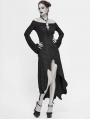 Black Sexy Gothic Off-the-Shoulder Irregular Long Sleeve High-Low Dress