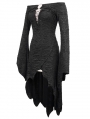 Black Sexy Gothic Off-the-Shoulder Irregular Long Sleeve High-Low Dress