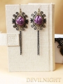 Purple Rose Chain Gothic Earrings