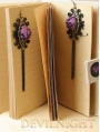 Purple Rose Chain Gothic Earrings