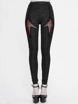 Black and Red Gothic Punk Rivet legging for Women