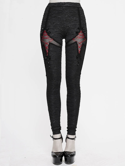 Black and Red Gothic Punk Rivet legging for Women