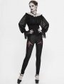 Black and Red Gothic Punk Rivet legging for Women