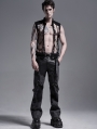 Black Gothic Punk Metal Hollow-out Chain Vest Top for Men