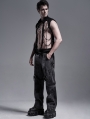 Black Gothic Punk Metal Hollow-out Chain Vest Top for Men